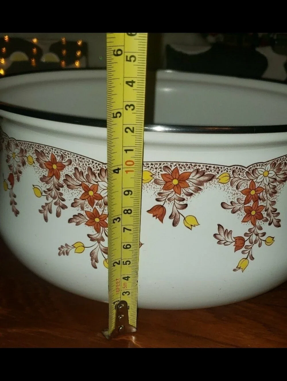 Vintage MCM Sanko Ware Enamelware Pot With Floral Design